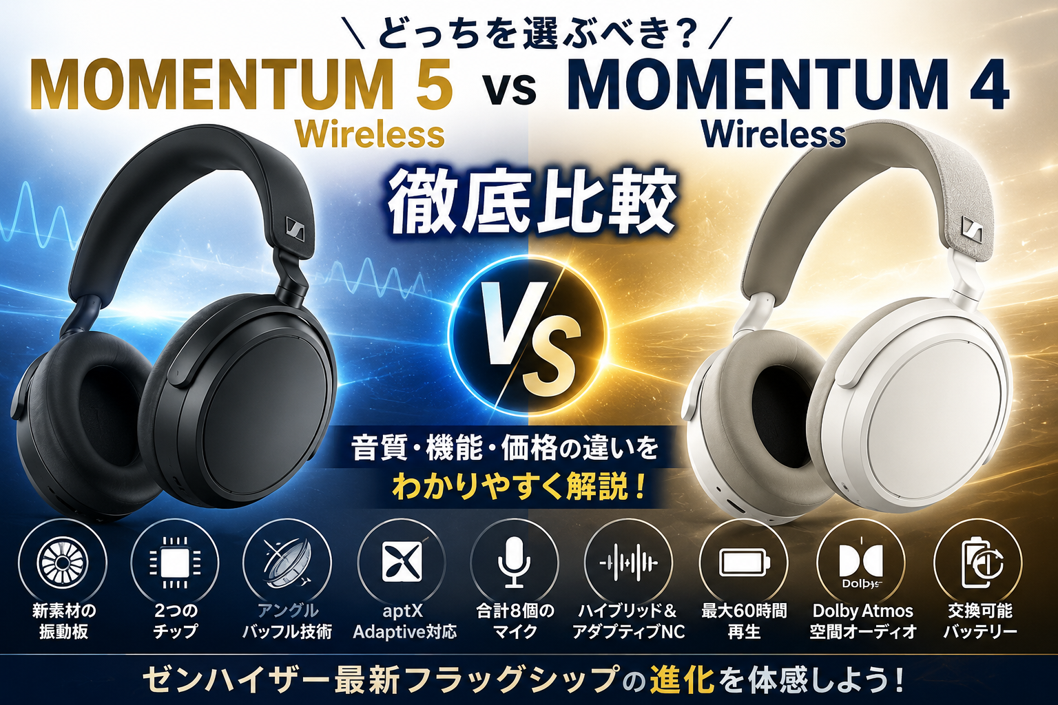 MOMENTUM 5 Wirelessと4の比較